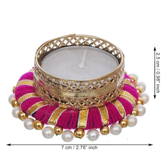 Handicrafts Handcrafted TeaLight Candle Holders for Diwali Decoration/Diya with Candles Set Of 6